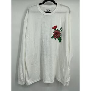 Popular Poison White Rose Print XXL Long Sleeve TShirt Tee Rose NEW Mens Comfy